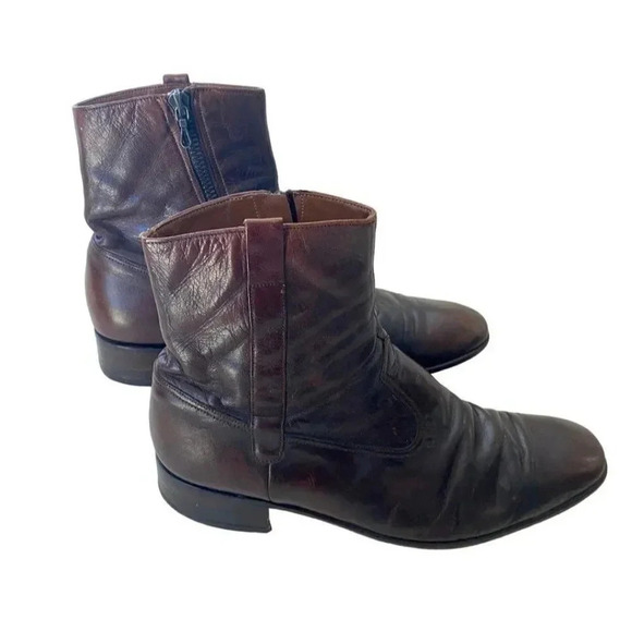 Bally Leather Ankle Boots Switzerland Brown Ankle Zip Womens 7.5 M Continentals - Picture 1 of 16